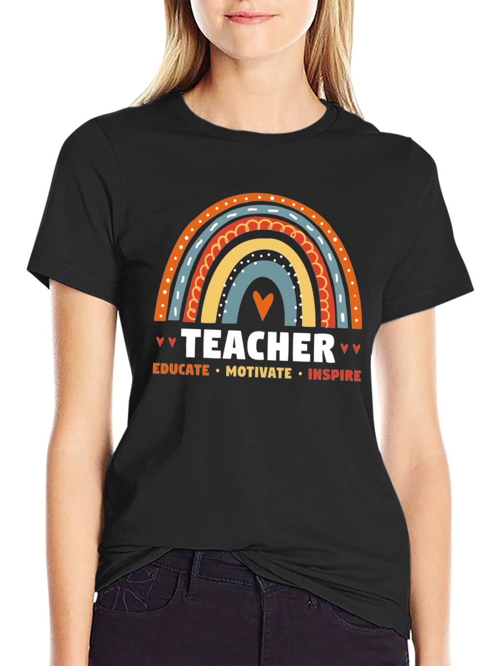 Teacher Rainbow Graphic Tee - Educate Motivate Inspire!
