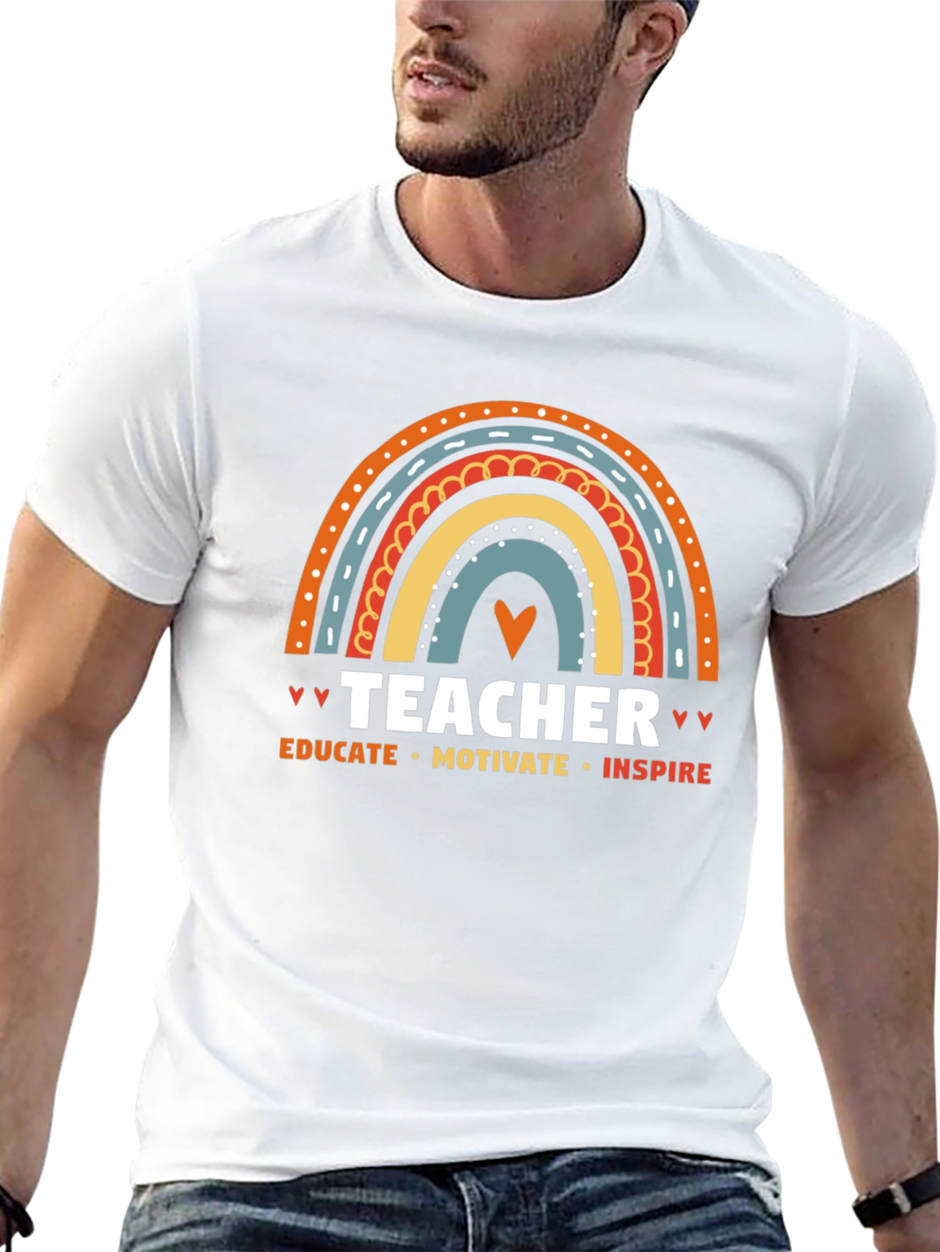 Teacher Rainbow Graphic Tee - Educate Motivate Inspire!