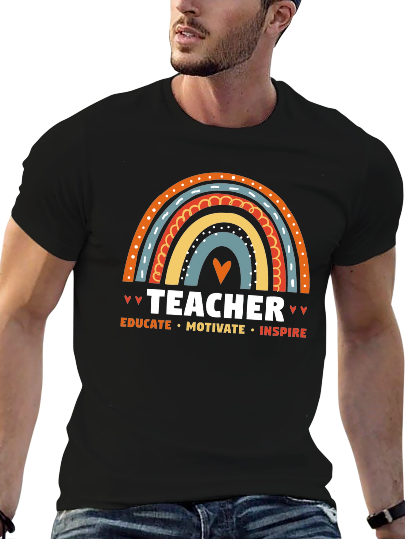 Teacher Rainbow Graphic Tee - Educate Motivate Inspire!