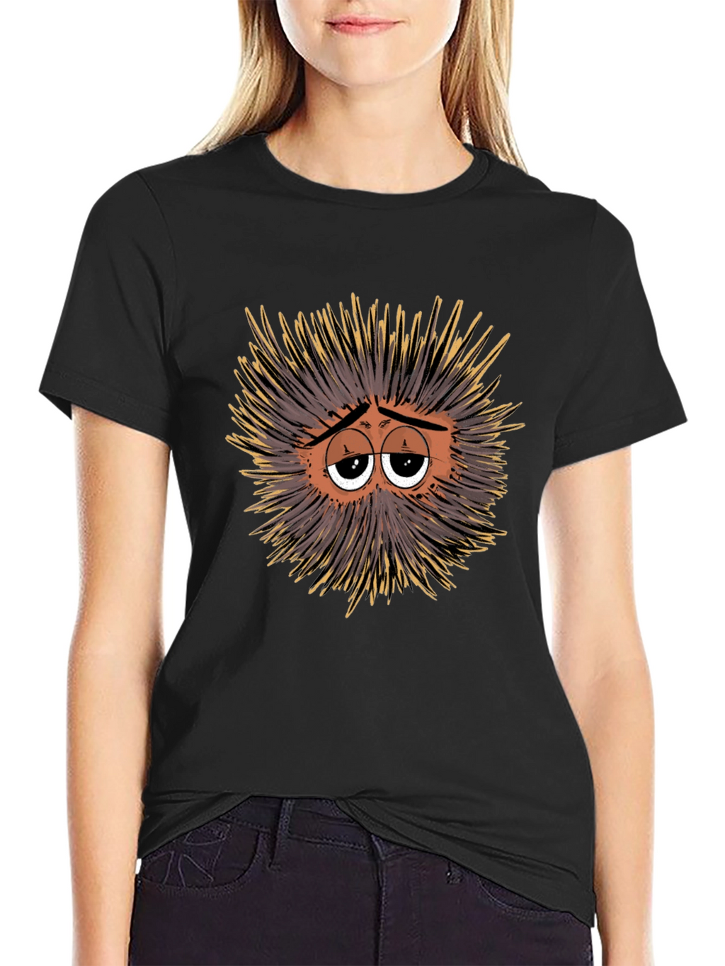 Sad Sea Urchin Graphic Tee - Black T-Shirt