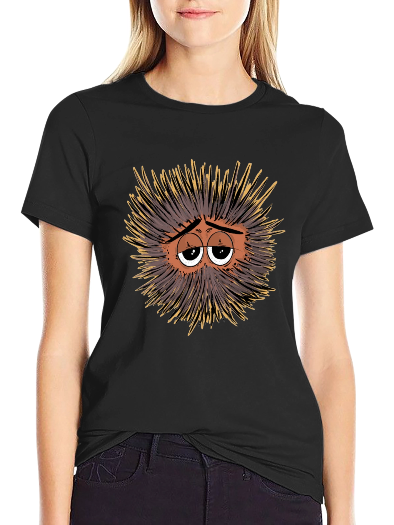 Sad Sea Urchin Graphic Tee - Black T-Shirt
