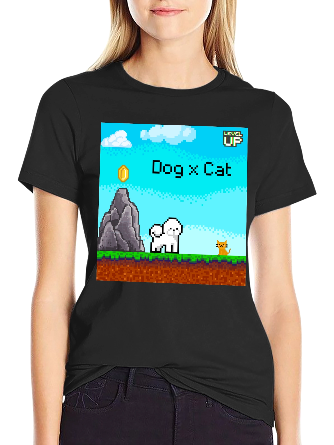 Dog x Cat Pixel Art T-Shirt - Level Up Your Style