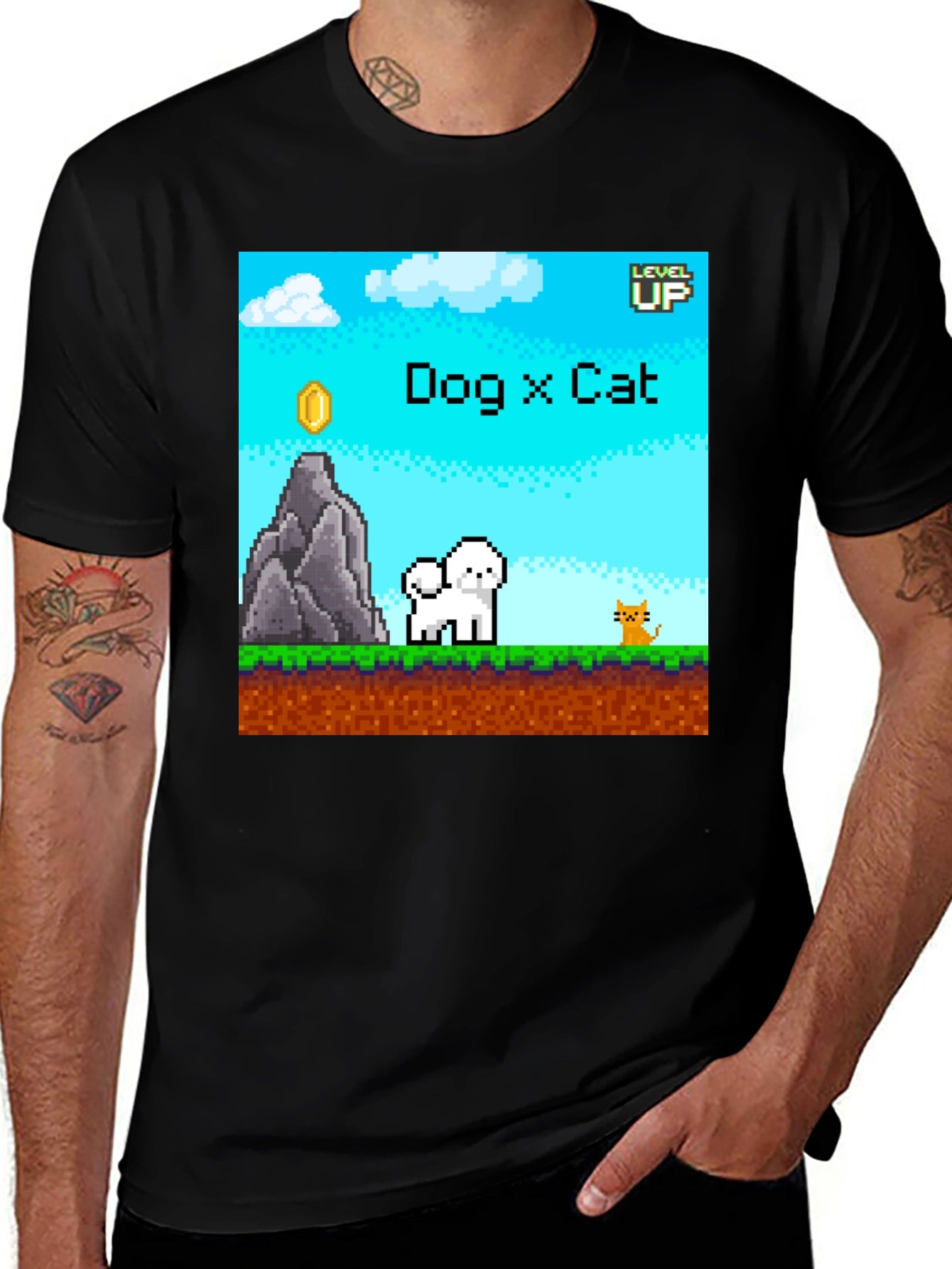 Dog x Cat Pixel Art T-Shirt - Level Up Your Style