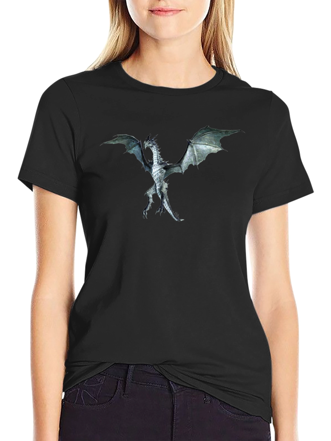 Dragon Graphic Tee - Black Crewneck T-Shirt