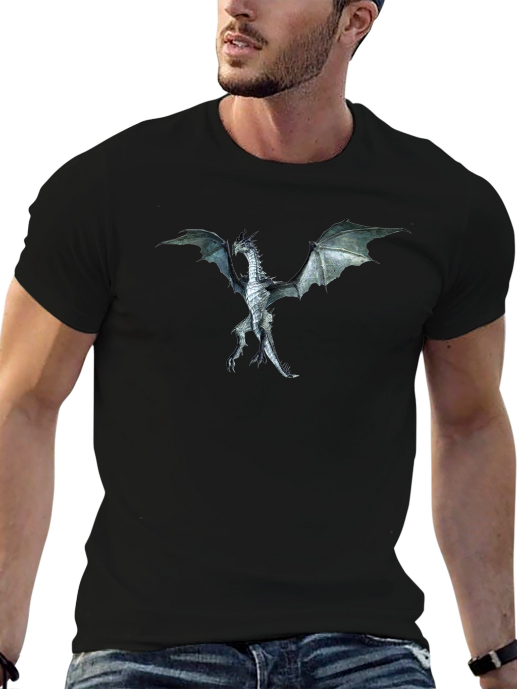 Dragon Graphic Tee - Black Crewneck T-Shirt