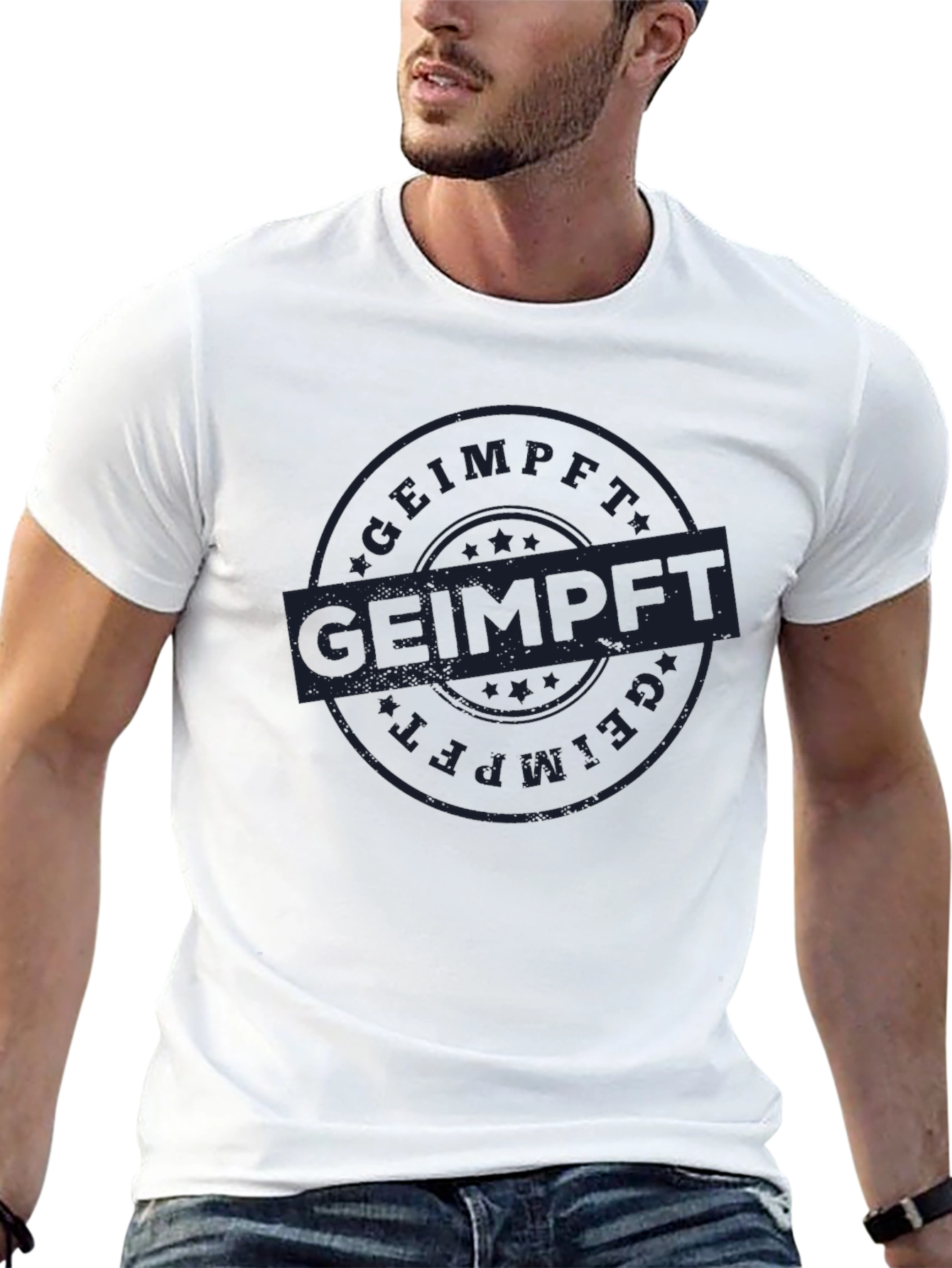 Geimpft T-Shirt - Black Cotton Vaccinated Tee