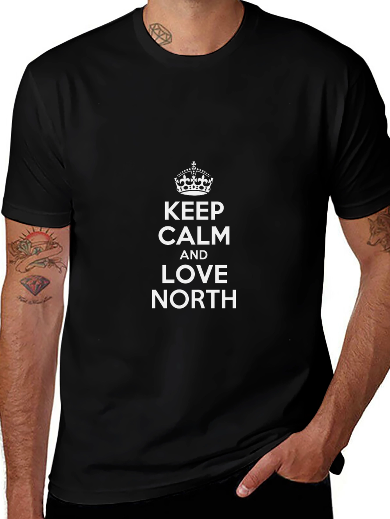 Keep Calm Love North Black Graphic Tee Shirt