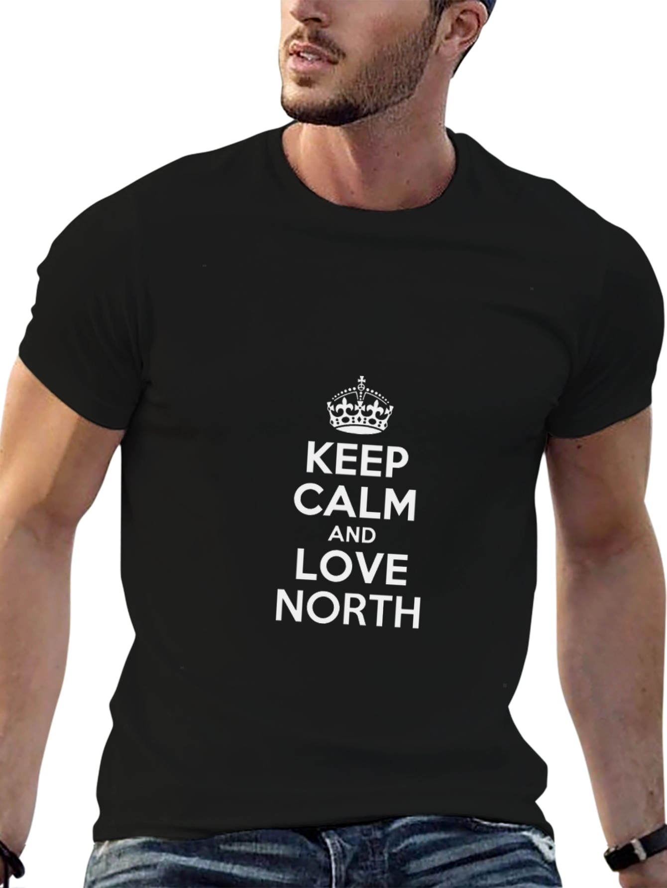 Keep Calm Love North Black Graphic Tee Shirt