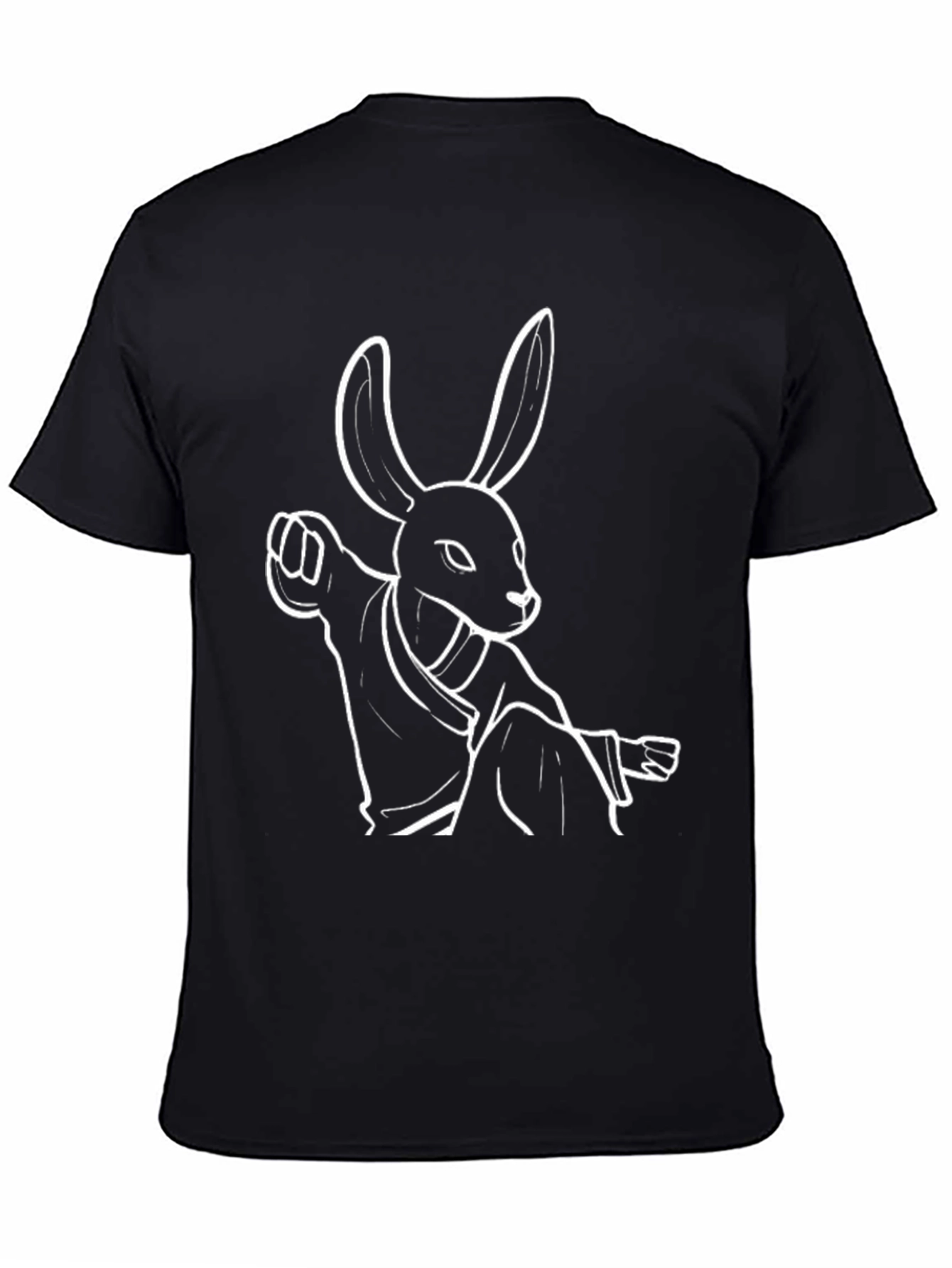 Kung Fu Rabbit T-Shirt - Black Cotton Graphic Tee