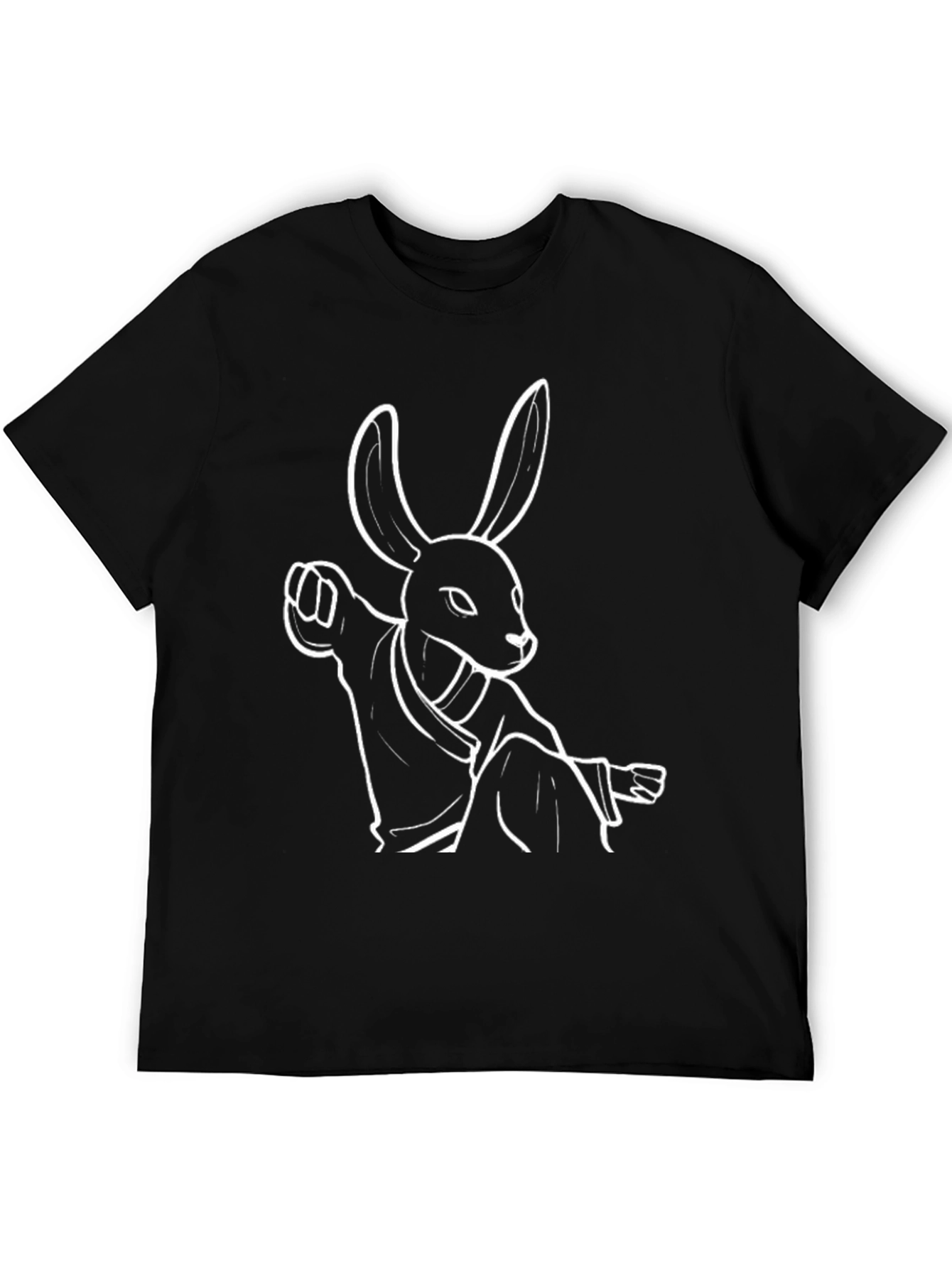 Kung Fu Rabbit T-Shirt - Black Cotton Graphic Tee