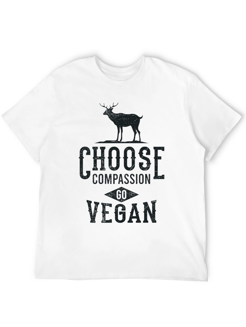 Vegan Compassion Tee - Deer Graphic Print T-Shirt