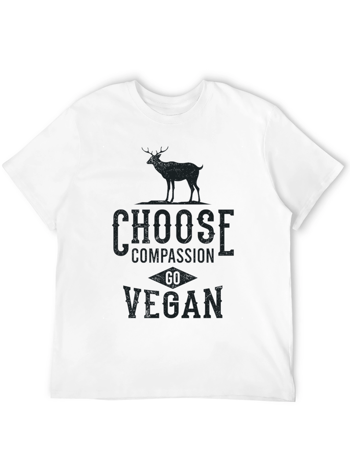 Vegan Compassion Tee - Deer Graphic Print T-Shirt