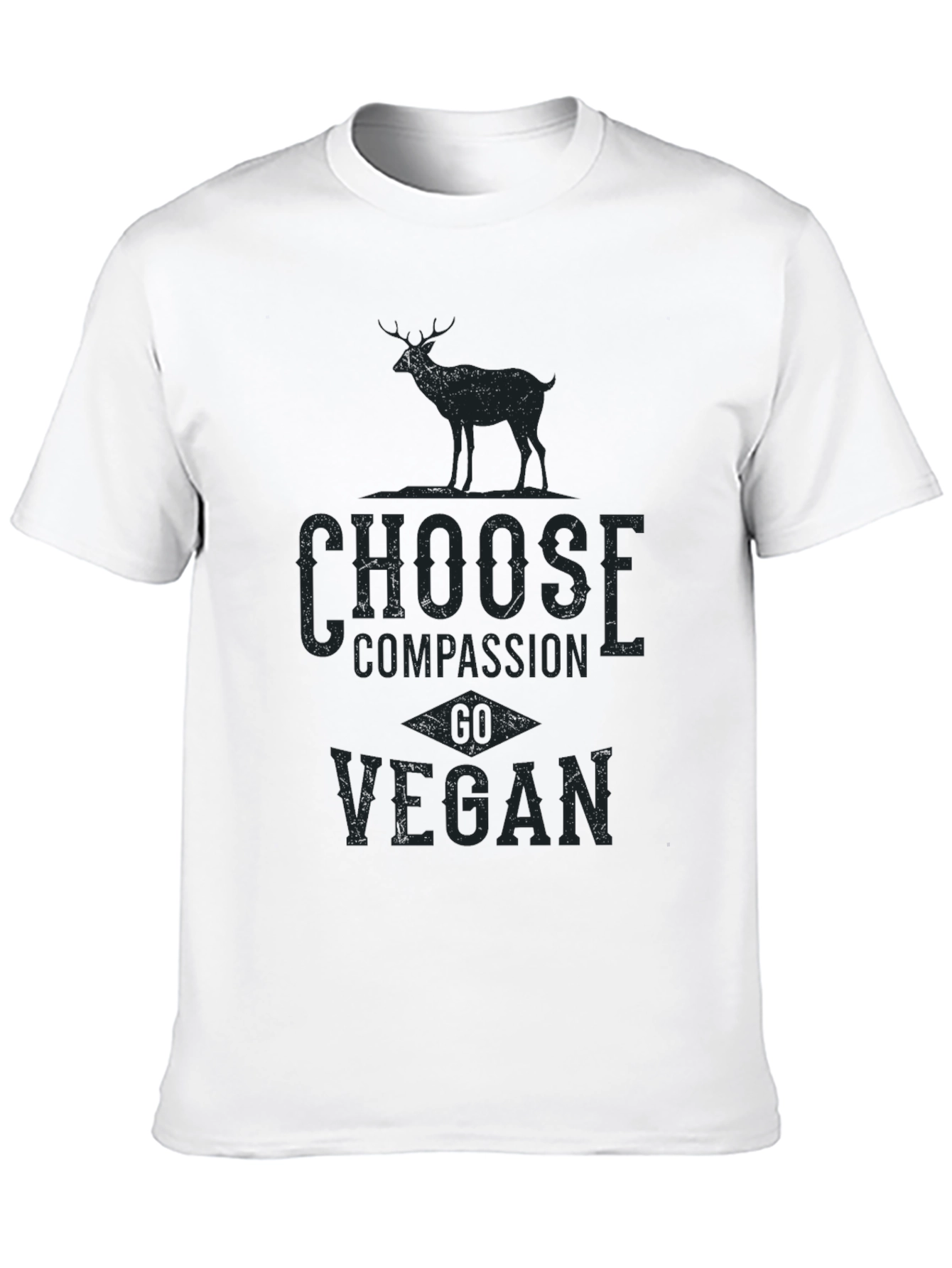 Vegan Compassion Tee - Deer Graphic Print T-Shirt