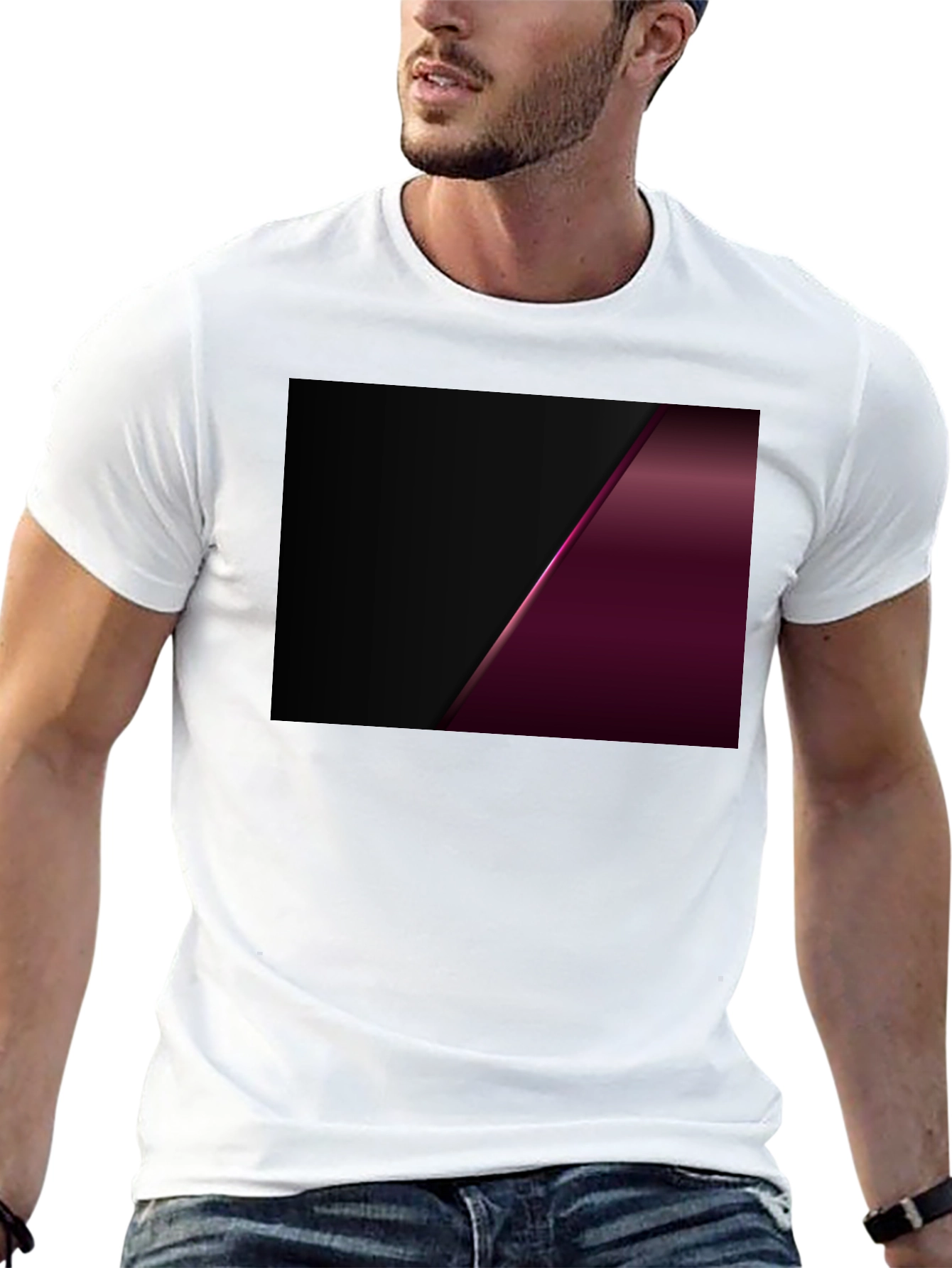 Sleek Black Tee with Modern Geometric Design