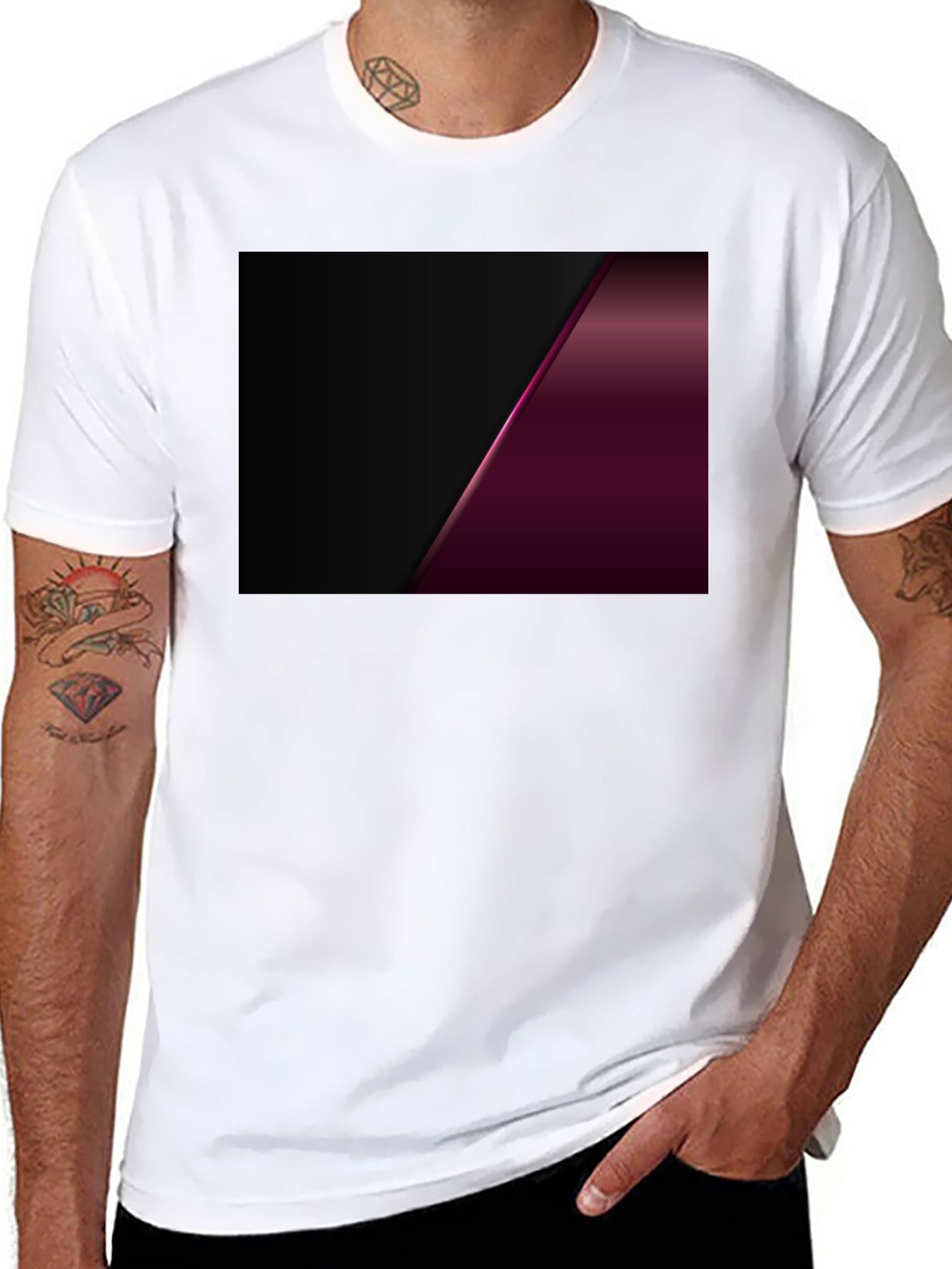 Sleek Black Tee with Modern Geometric Design