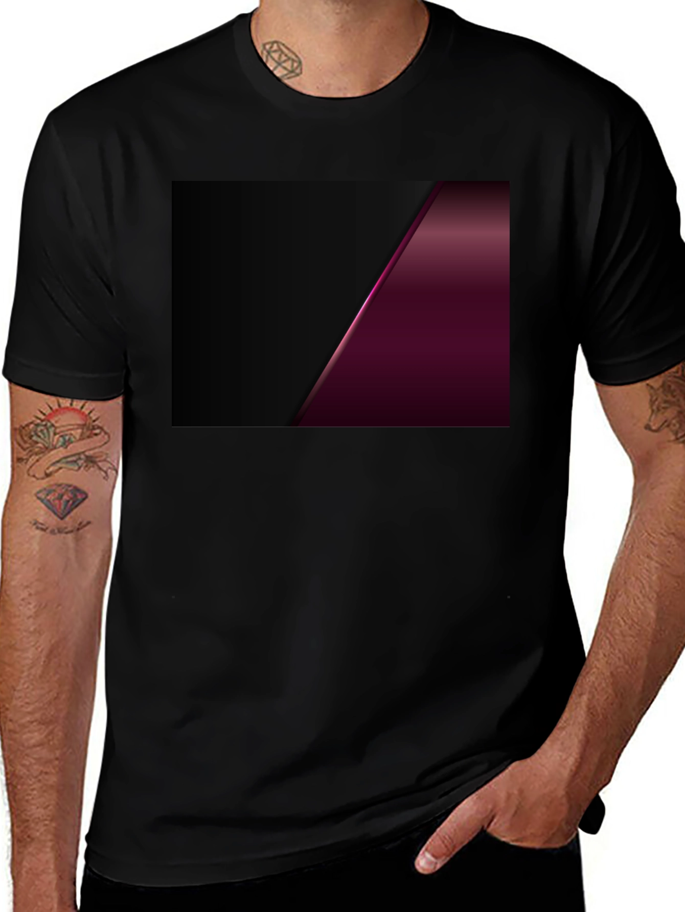 Sleek Black Tee with Modern Geometric Design