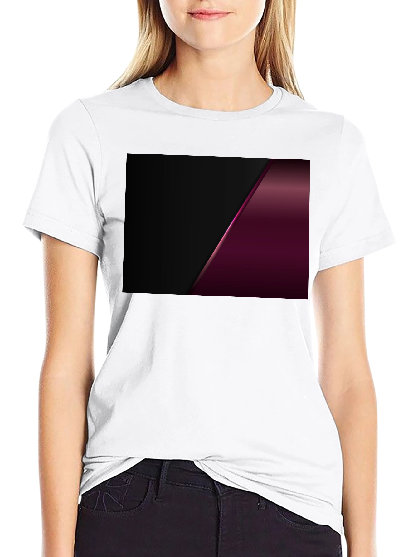 Sleek Black Tee with Modern Geometric Design