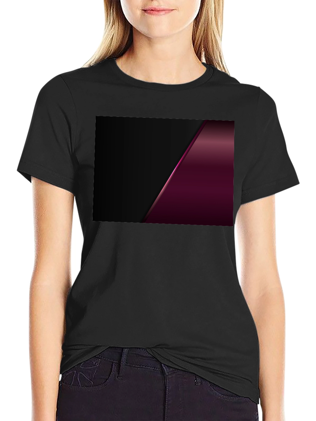 Sleek Black Tee with Modern Geometric Design