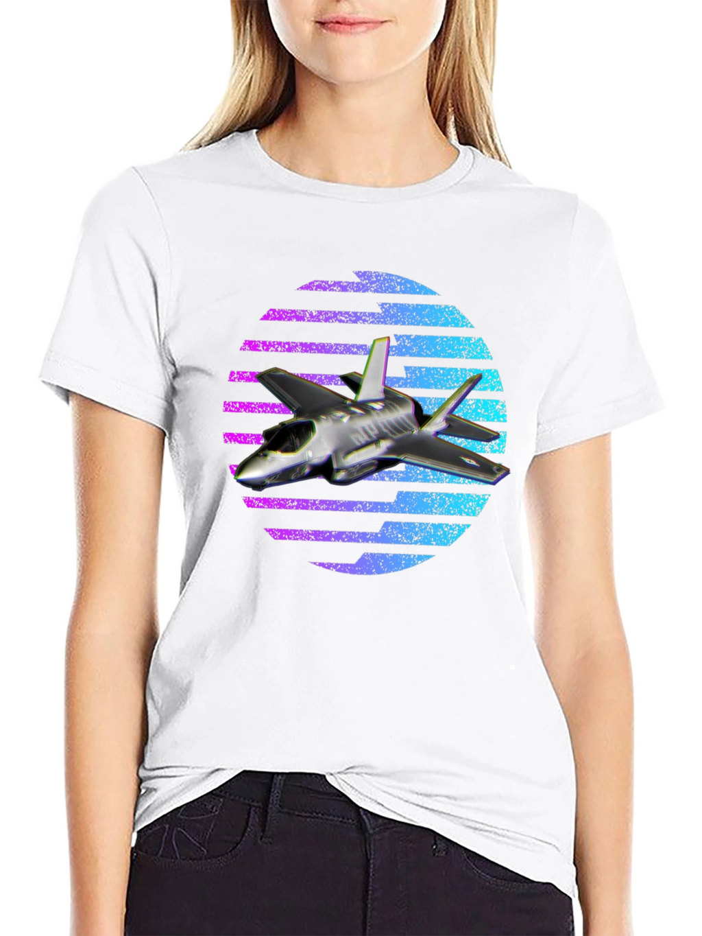 Jet Fighter T-Shirt - Vaporwave Design