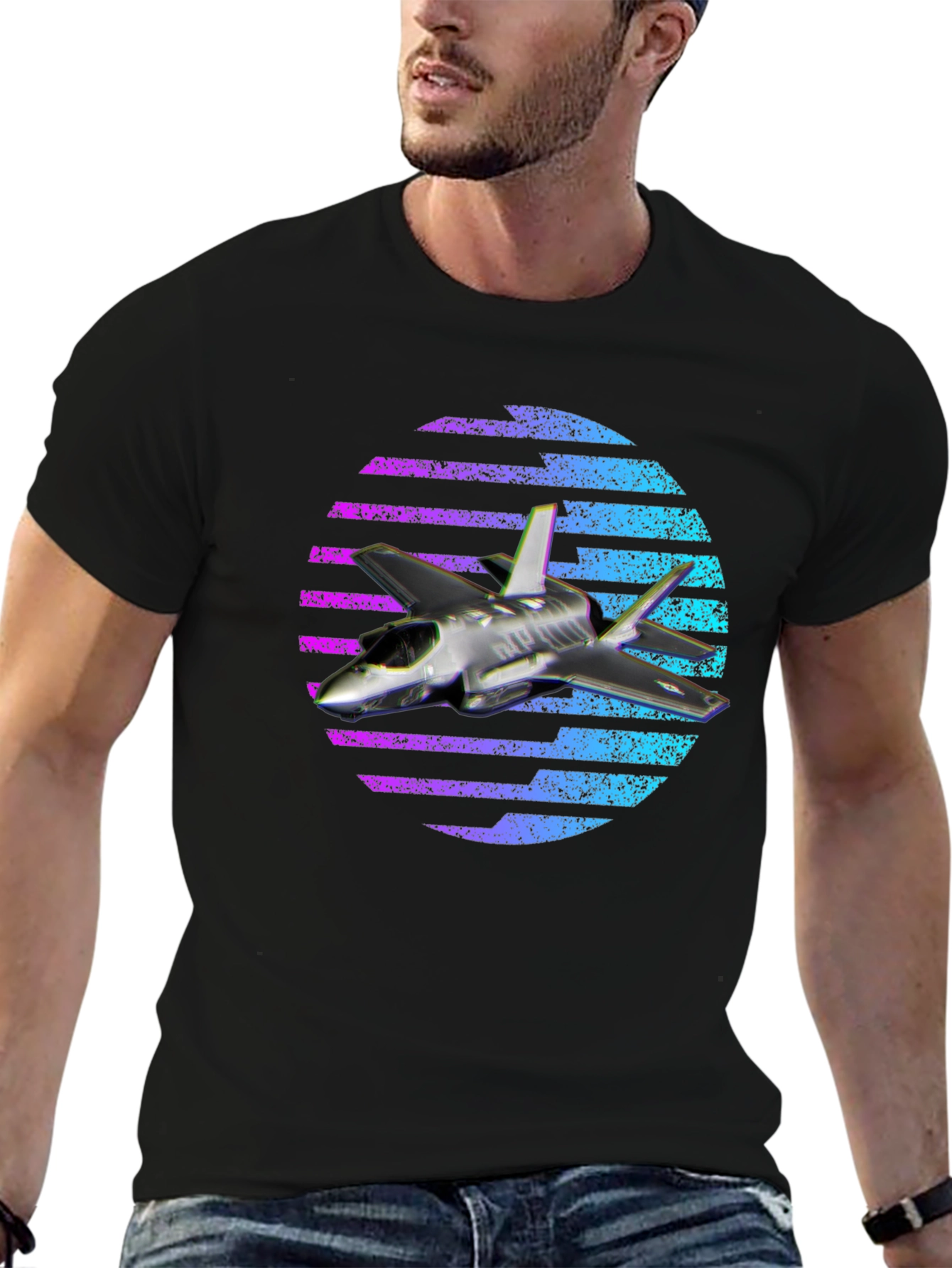 Jet Fighter T-Shirt - Vaporwave Design