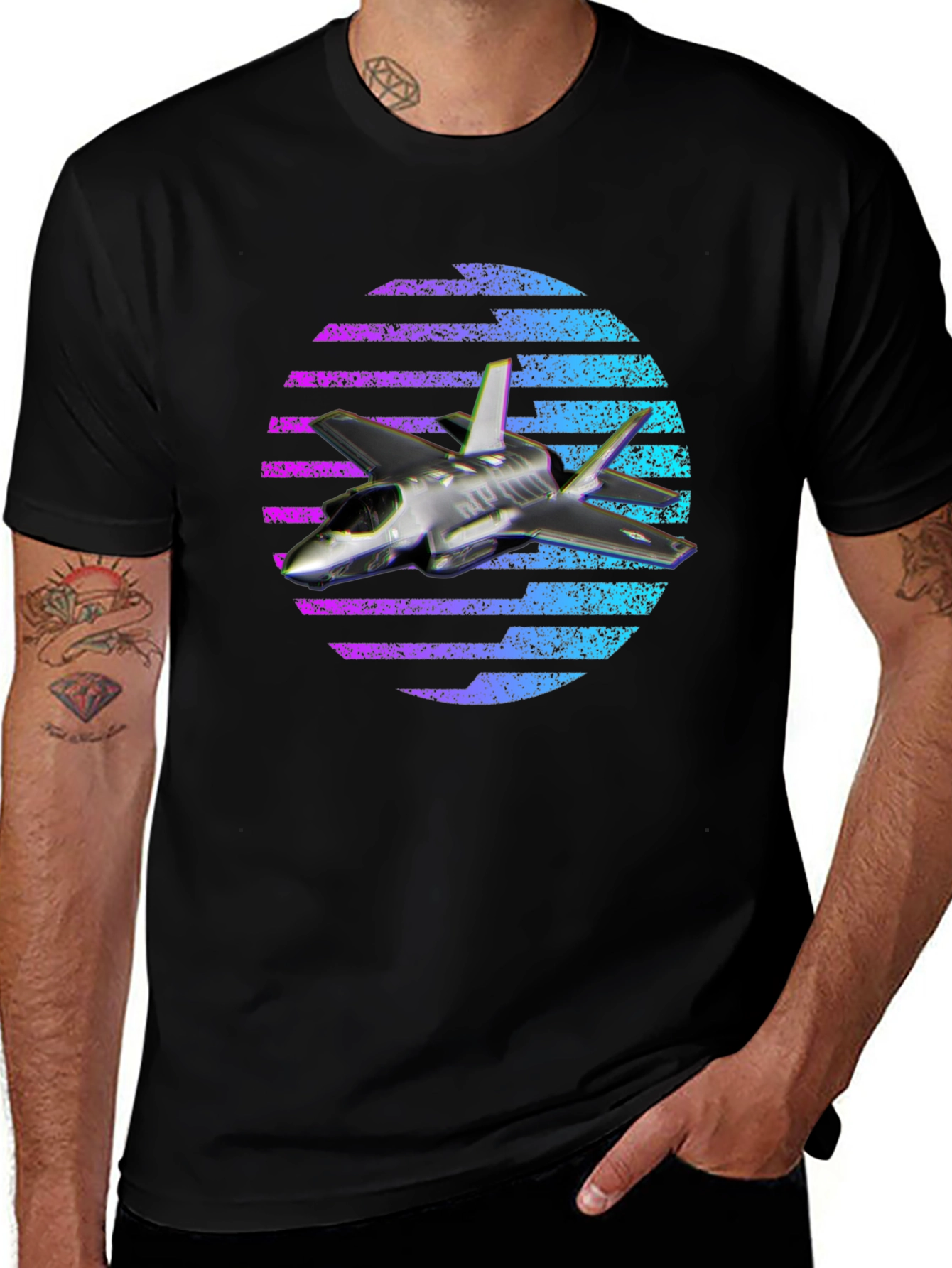 Jet Fighter T-Shirt - Vaporwave Design