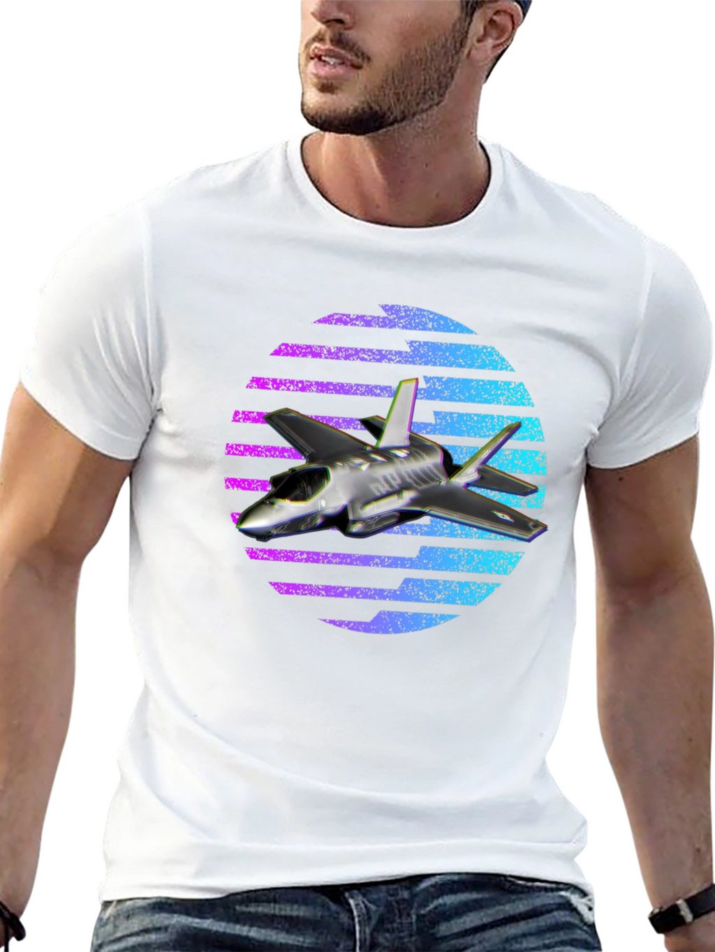 Jet Fighter T-Shirt - Vaporwave Design