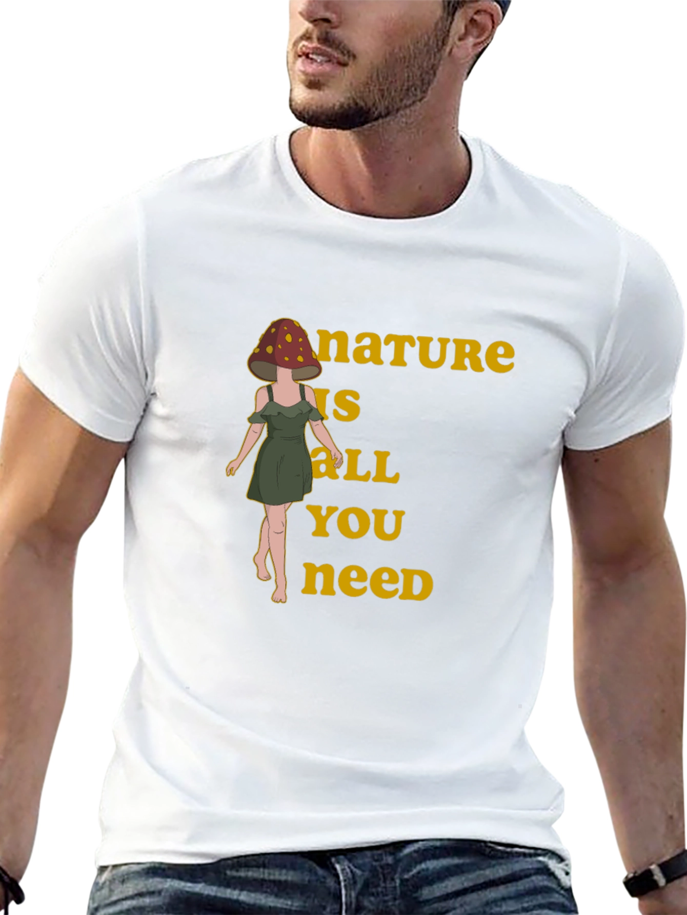 Nature is All You Need Mushroom Head T-Shirt