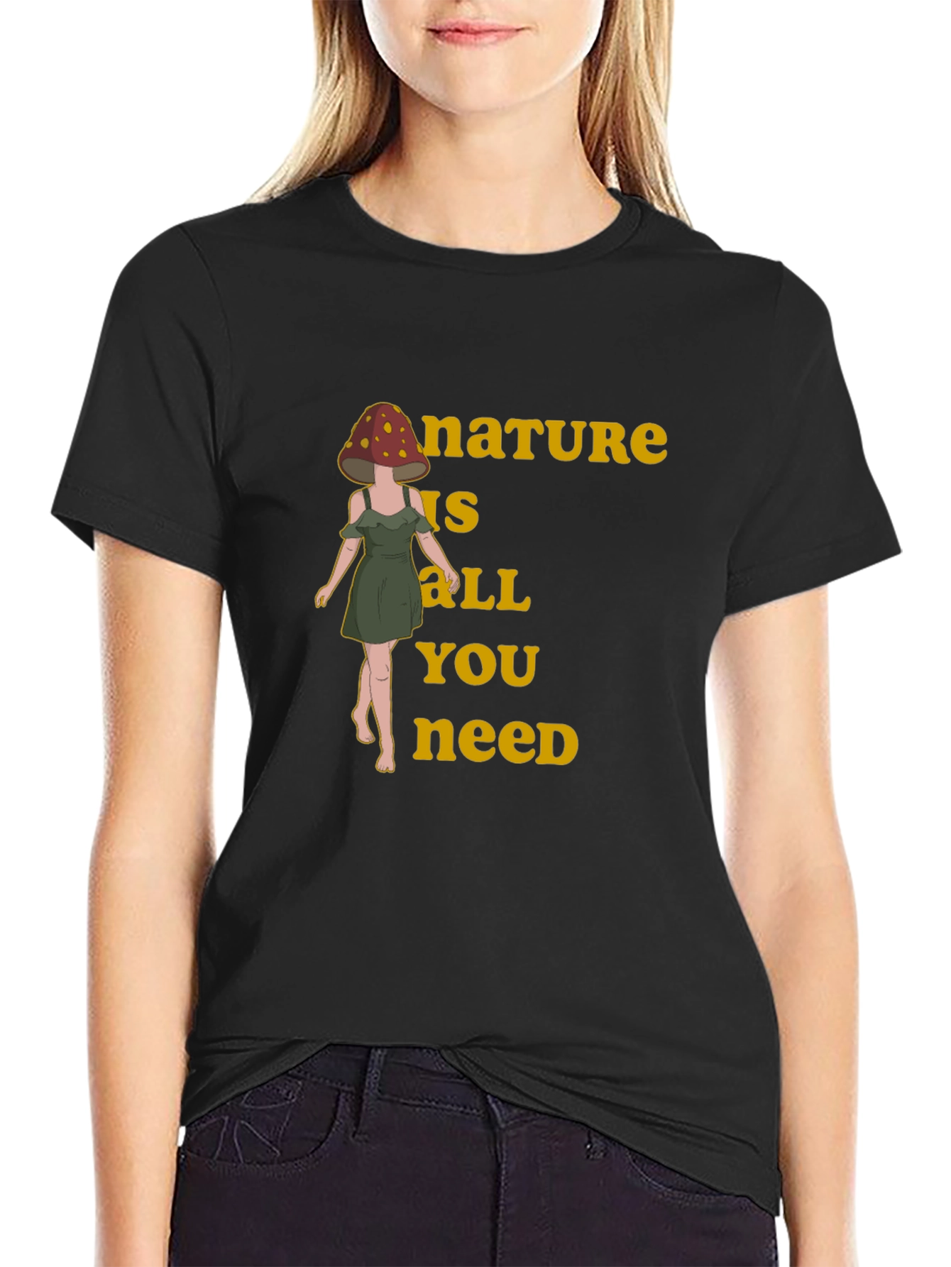 Nature is All You Need Mushroom Head T-Shirt