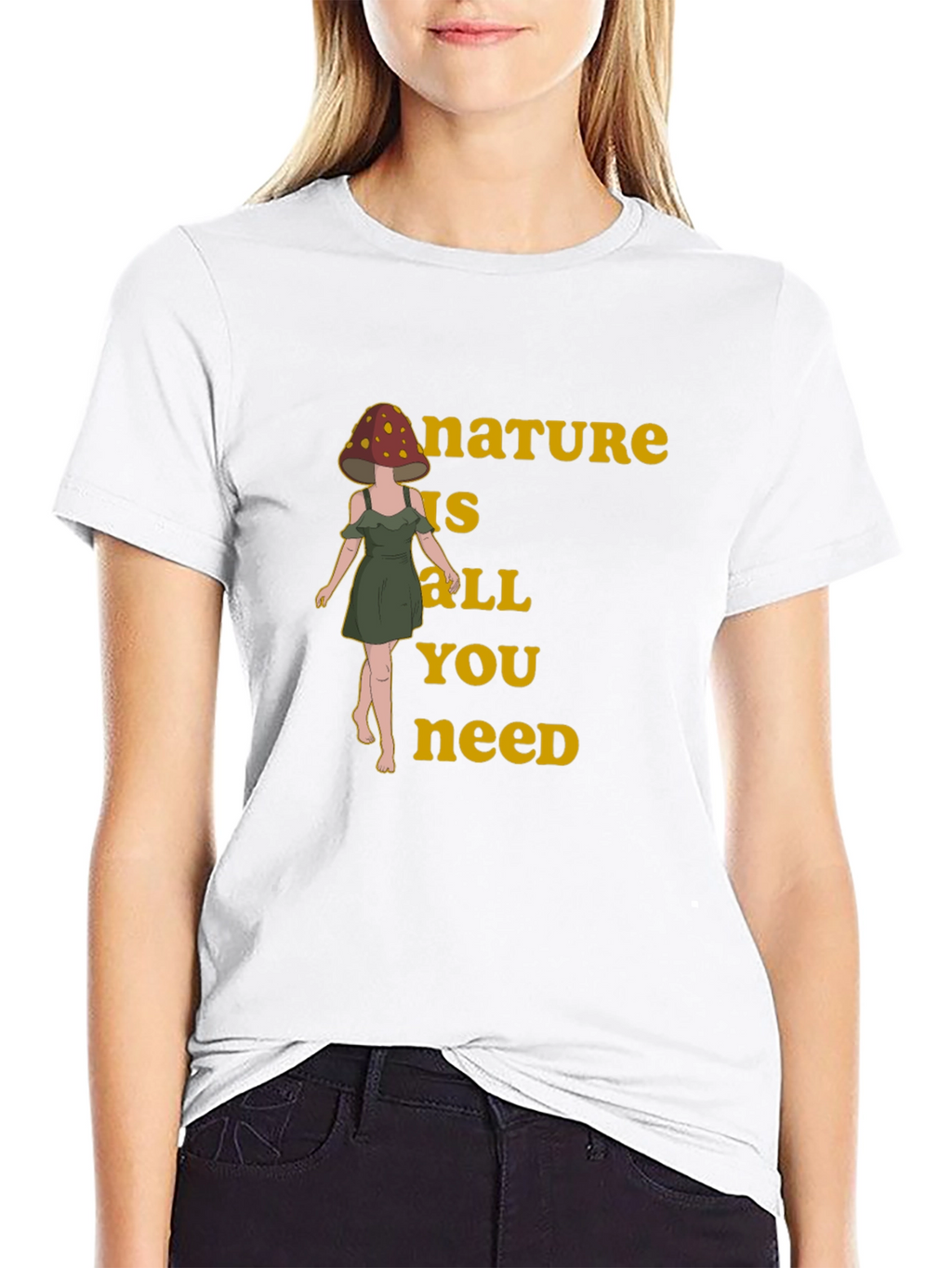 Nature is All You Need Mushroom Head T-Shirt