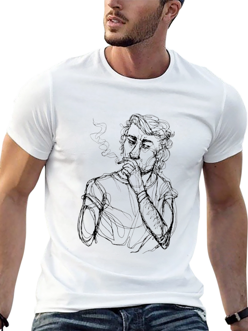 Smoking Silhouette Graphic Tee - Black T-Shirt