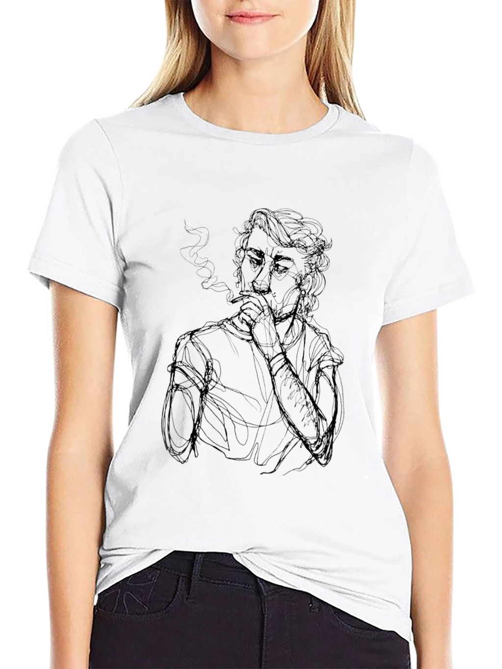 Smoking Silhouette Graphic Tee - Black T-Shirt