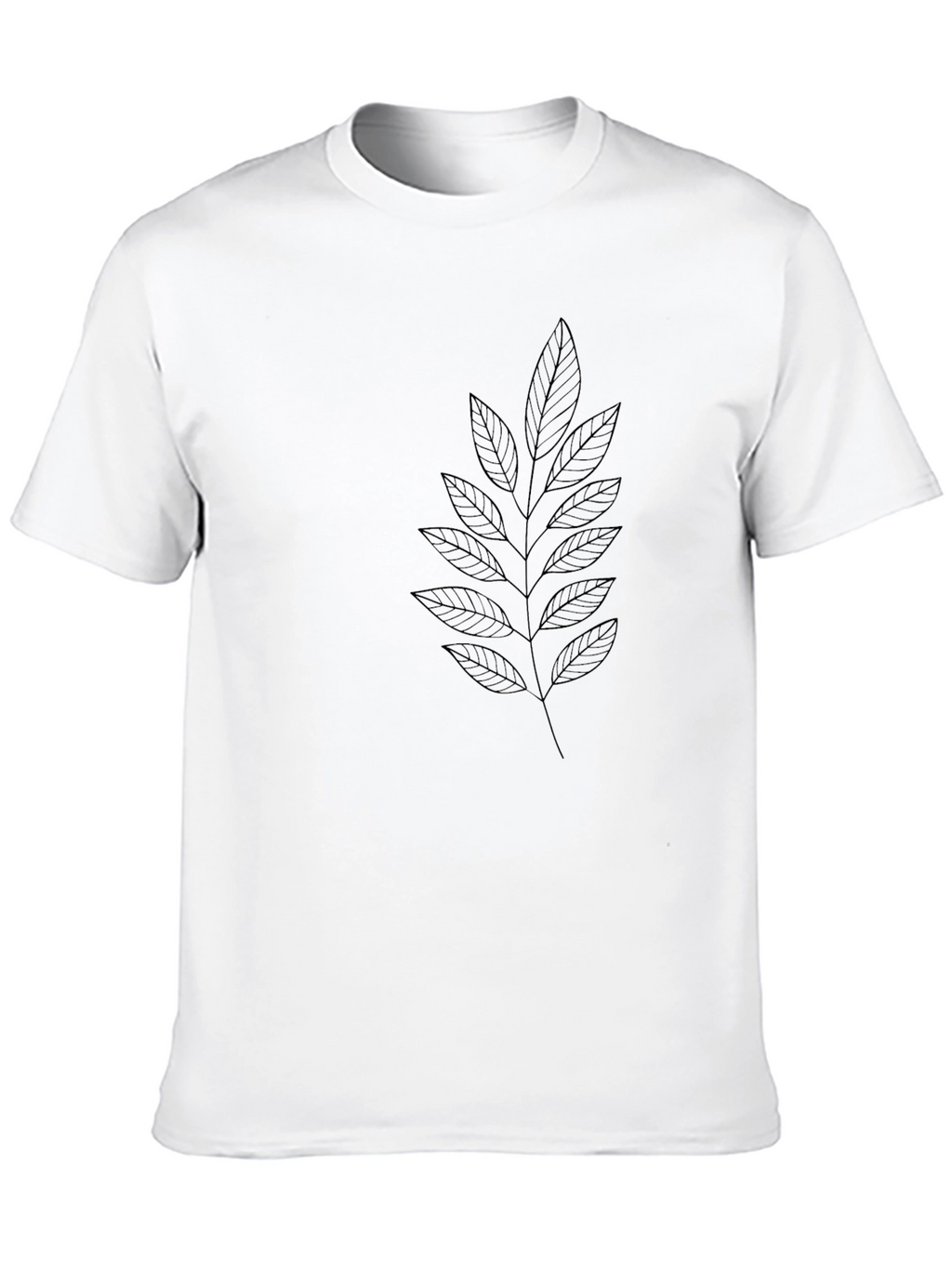 Minimalist Leaf Print Black T-Shirt