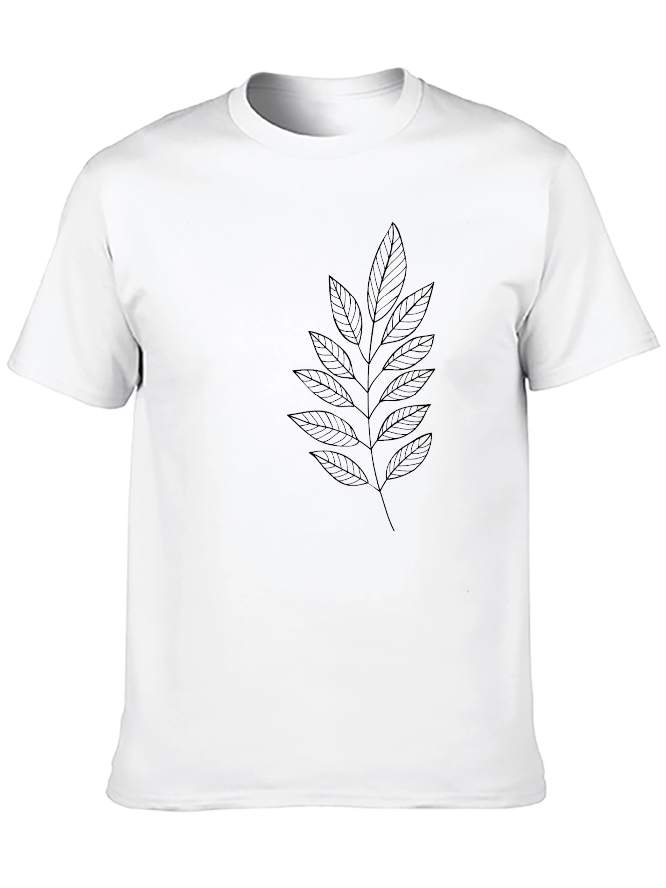 Minimalist Leaf Print Black T-Shirt