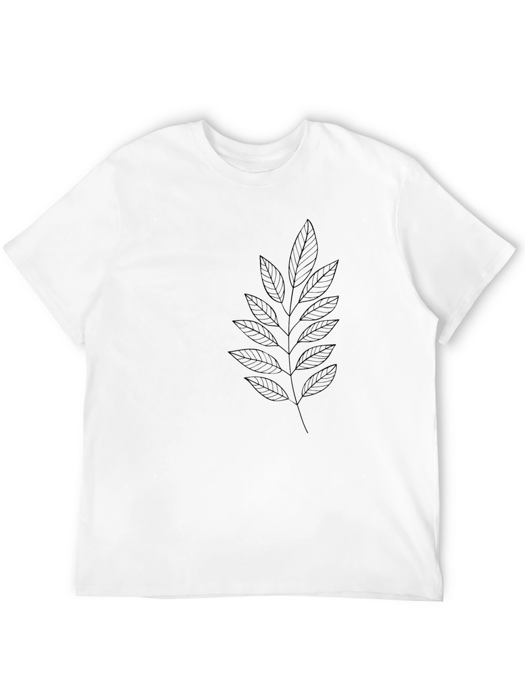 Minimalist Leaf Print Black T-Shirt
