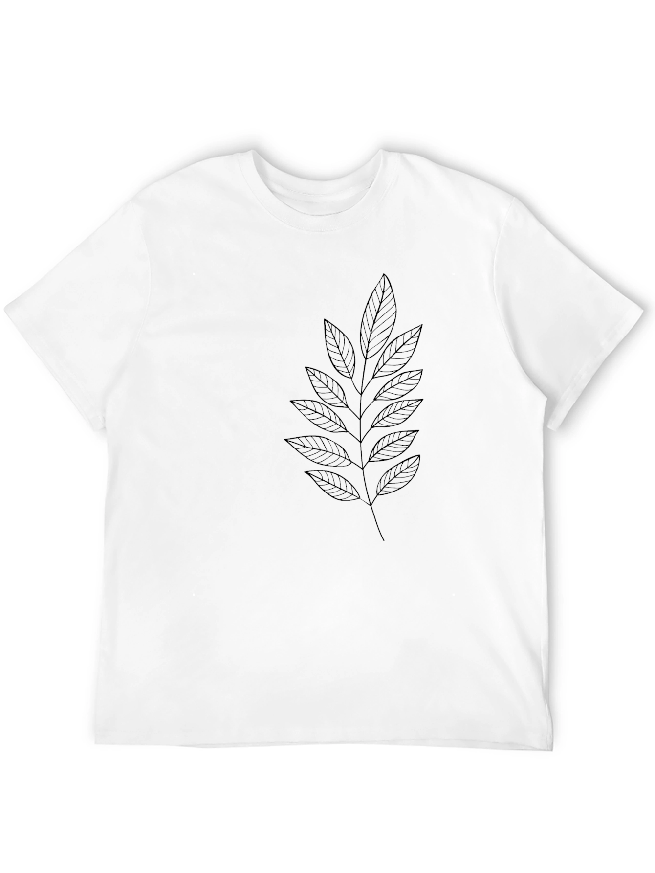 Minimalist Leaf Print Black T-Shirt