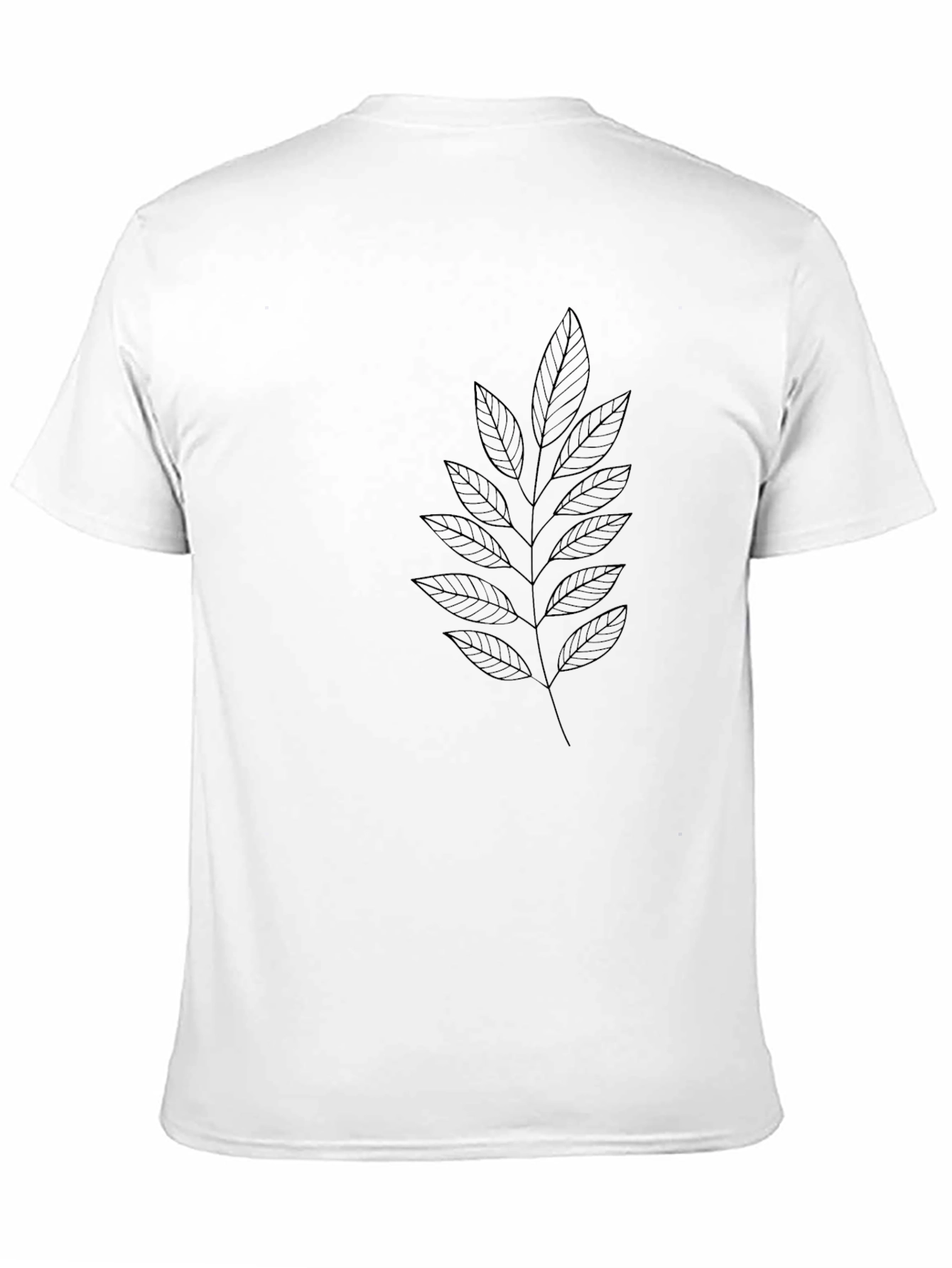 Minimalist Leaf Print Black T-Shirt