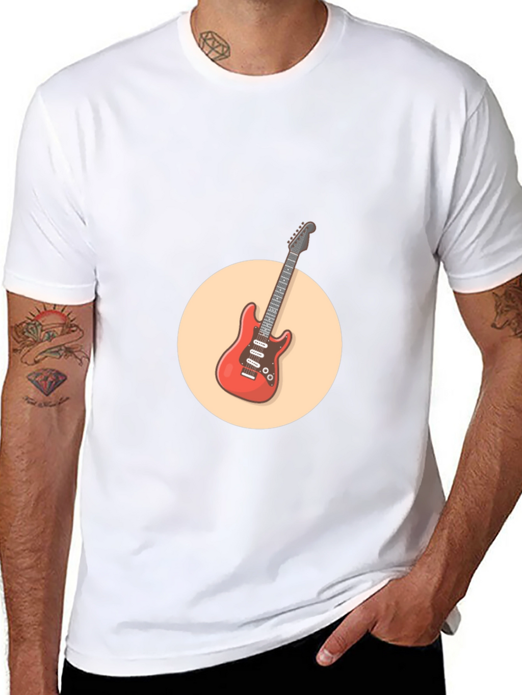 Cool Electric Guitar Graphic Tee - Black Cotton Shirt