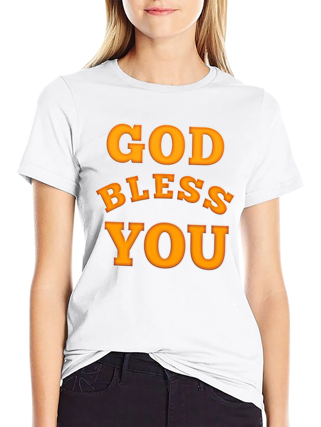God Bless You Graphic T-Shirt Black Cotton