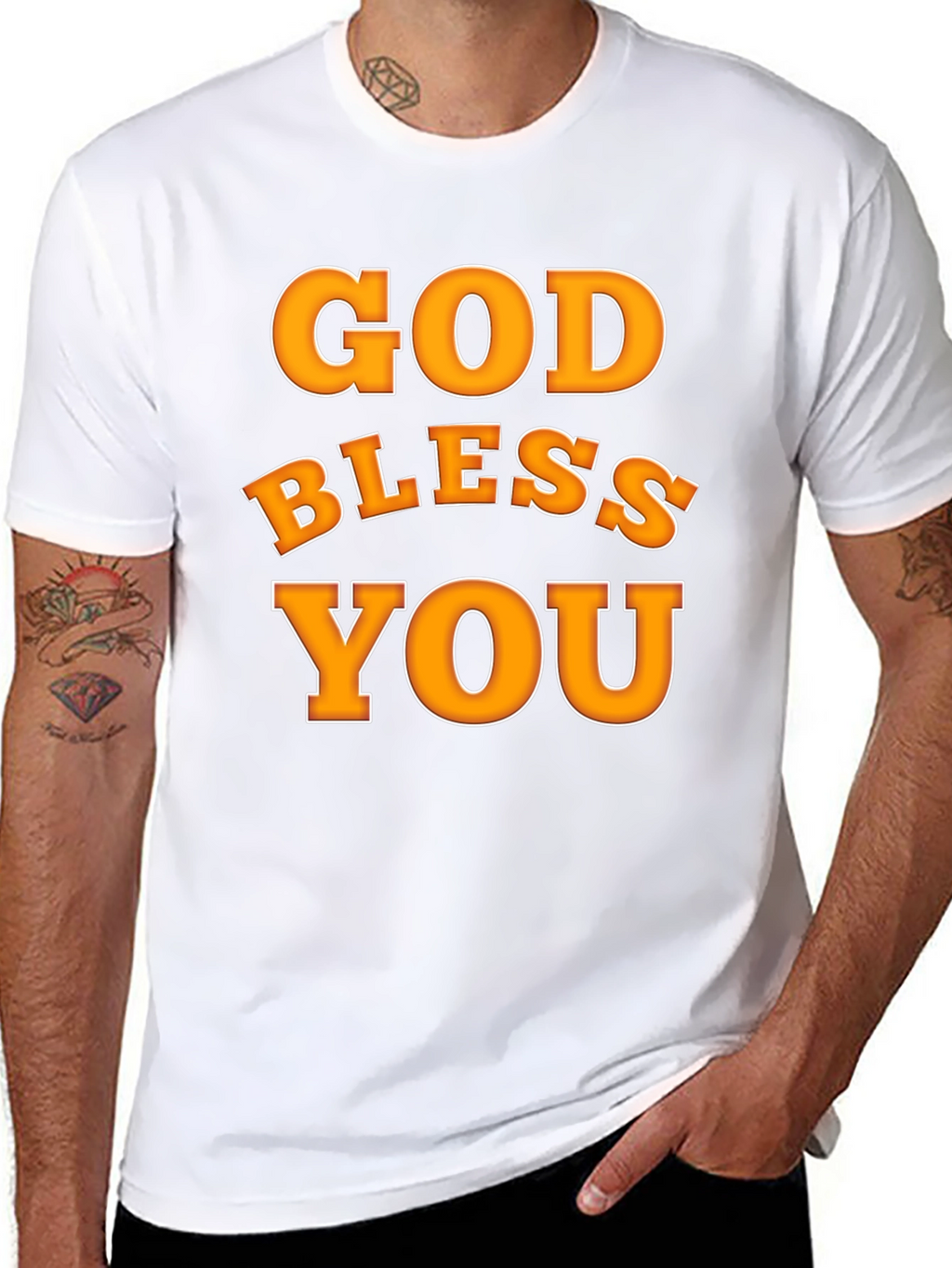 God Bless You Graphic T-Shirt Black Cotton