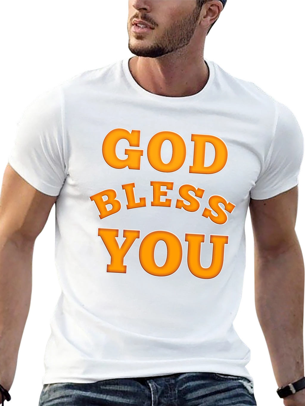God Bless You Graphic T-Shirt Black Cotton