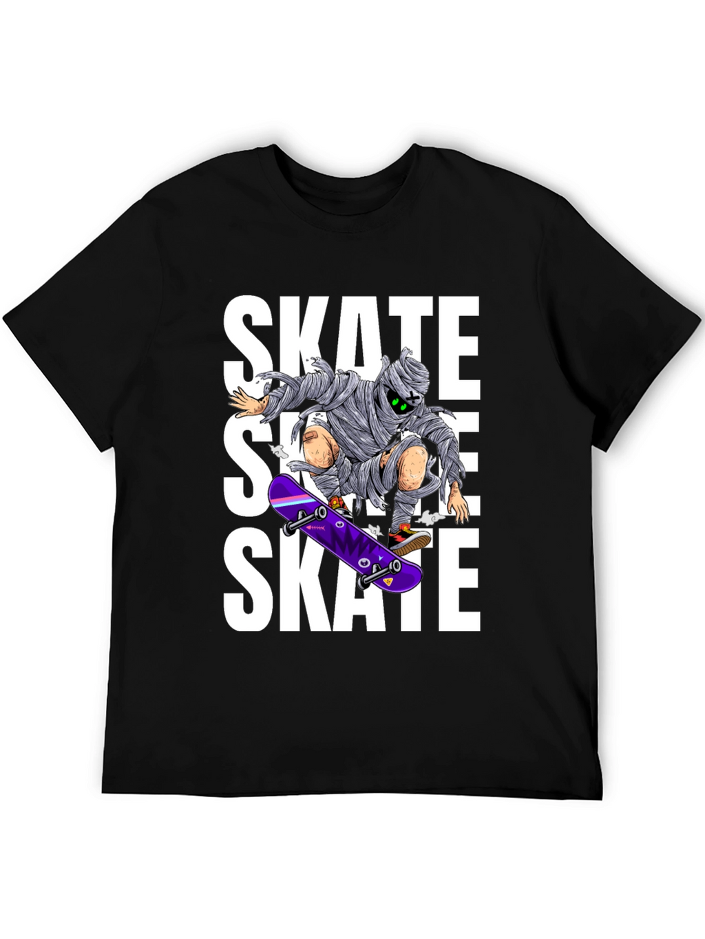 Skate Mummy Graphic Tee - Black Cotton Skateboard T-Shirt