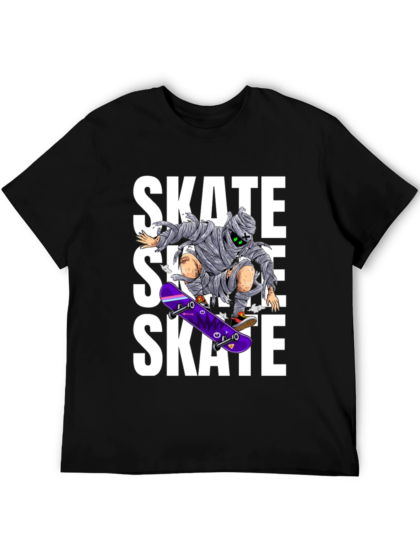 Skate Mummy Graphic Tee - Black Cotton Skateboard T-Shirt
