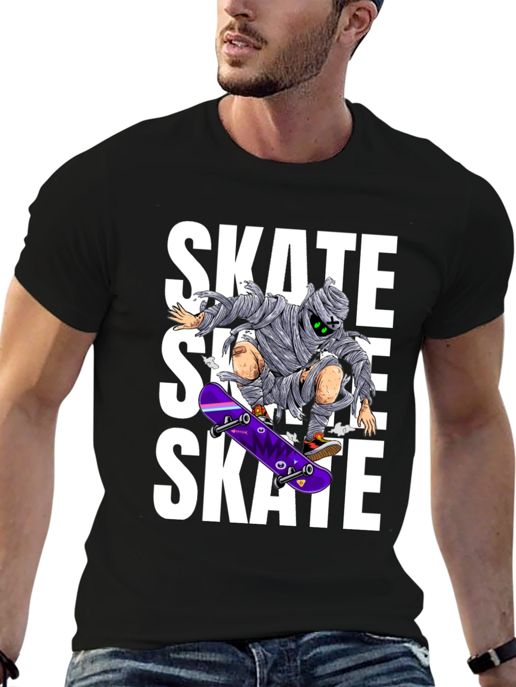 Skate Mummy Graphic Tee - Black Cotton Skateboard T-Shirt