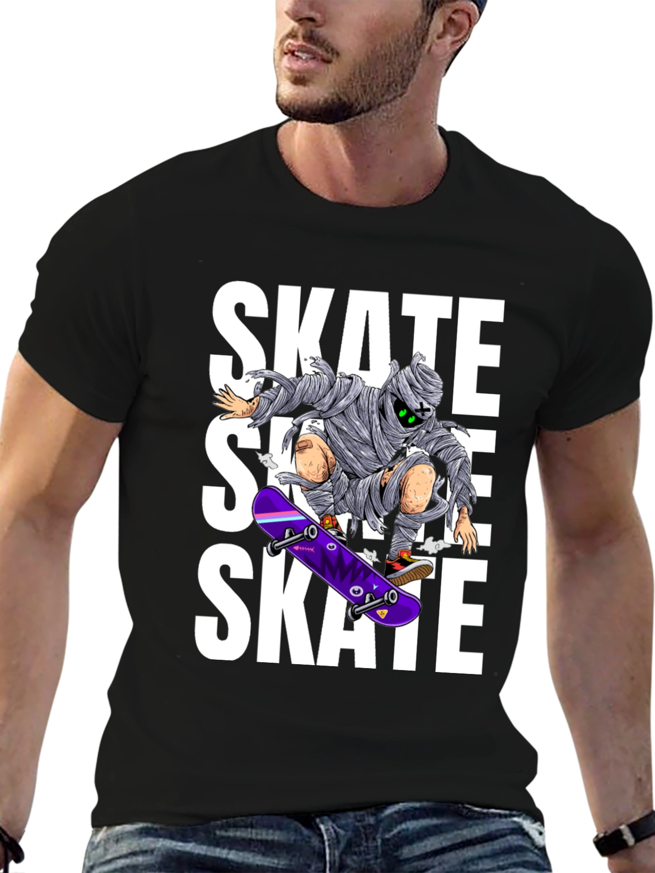 Skate Mummy Graphic Tee - Black Cotton Skateboard T-Shirt