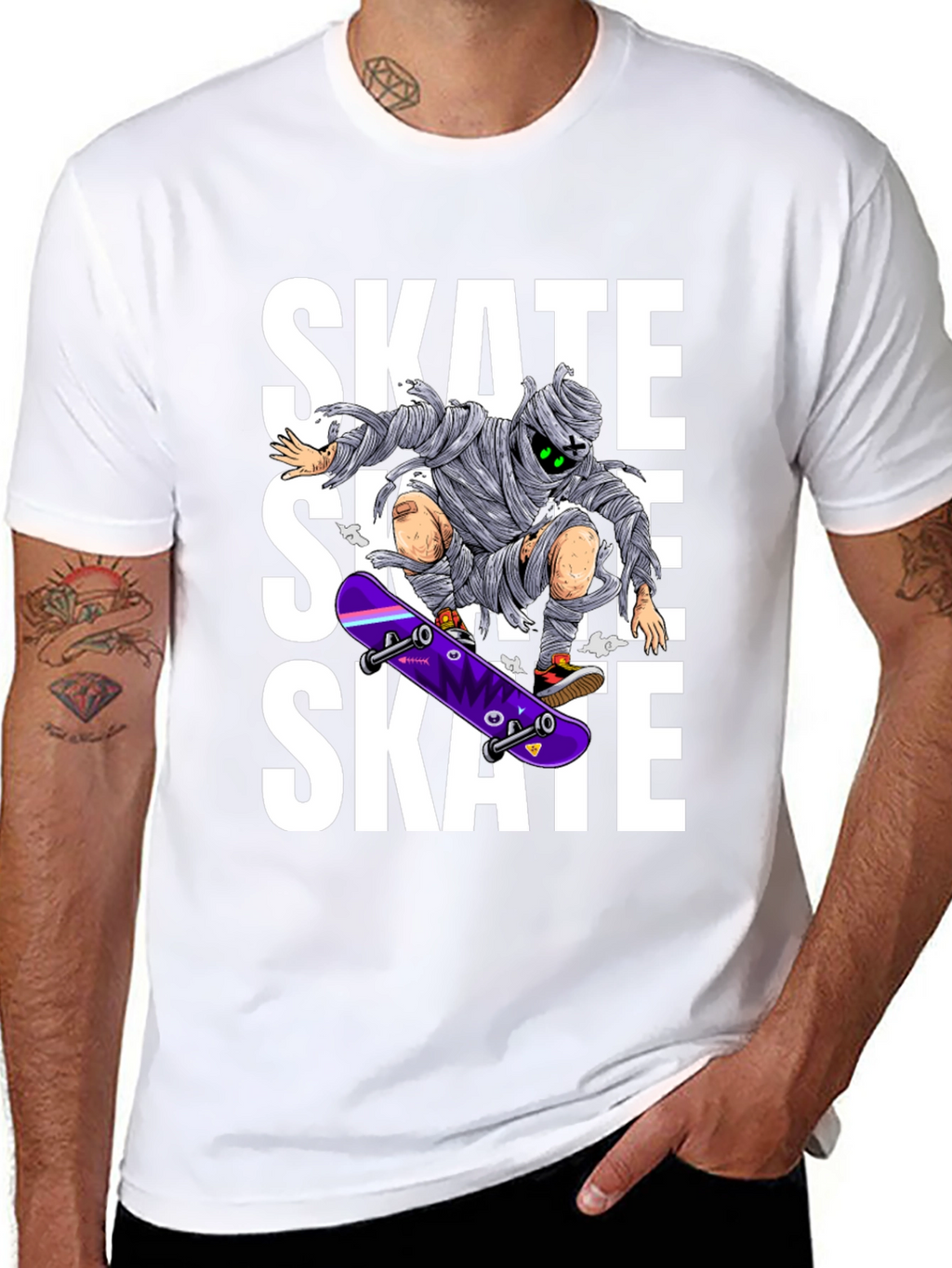Skate Mummy Graphic Tee - Black Cotton Skateboard T-Shirt