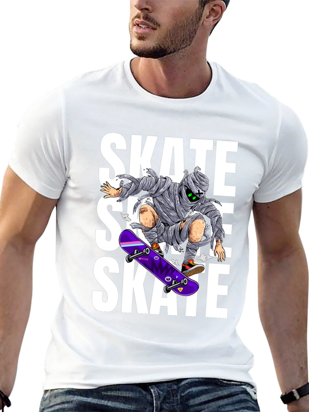 Skate Mummy Graphic Tee - Black Cotton Skateboard T-Shirt