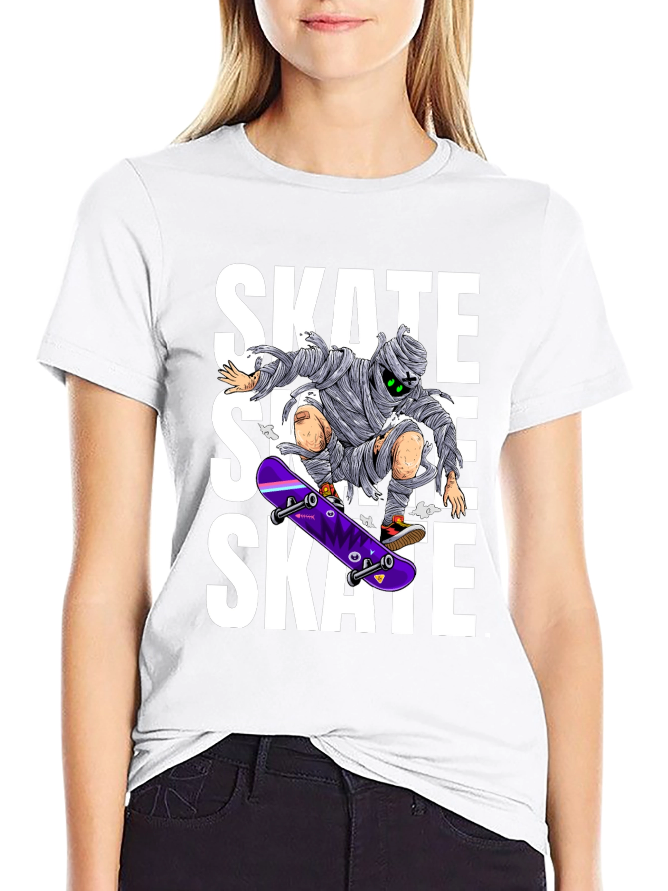 Skate Mummy Graphic Tee - Black Cotton Skateboard T-Shirt