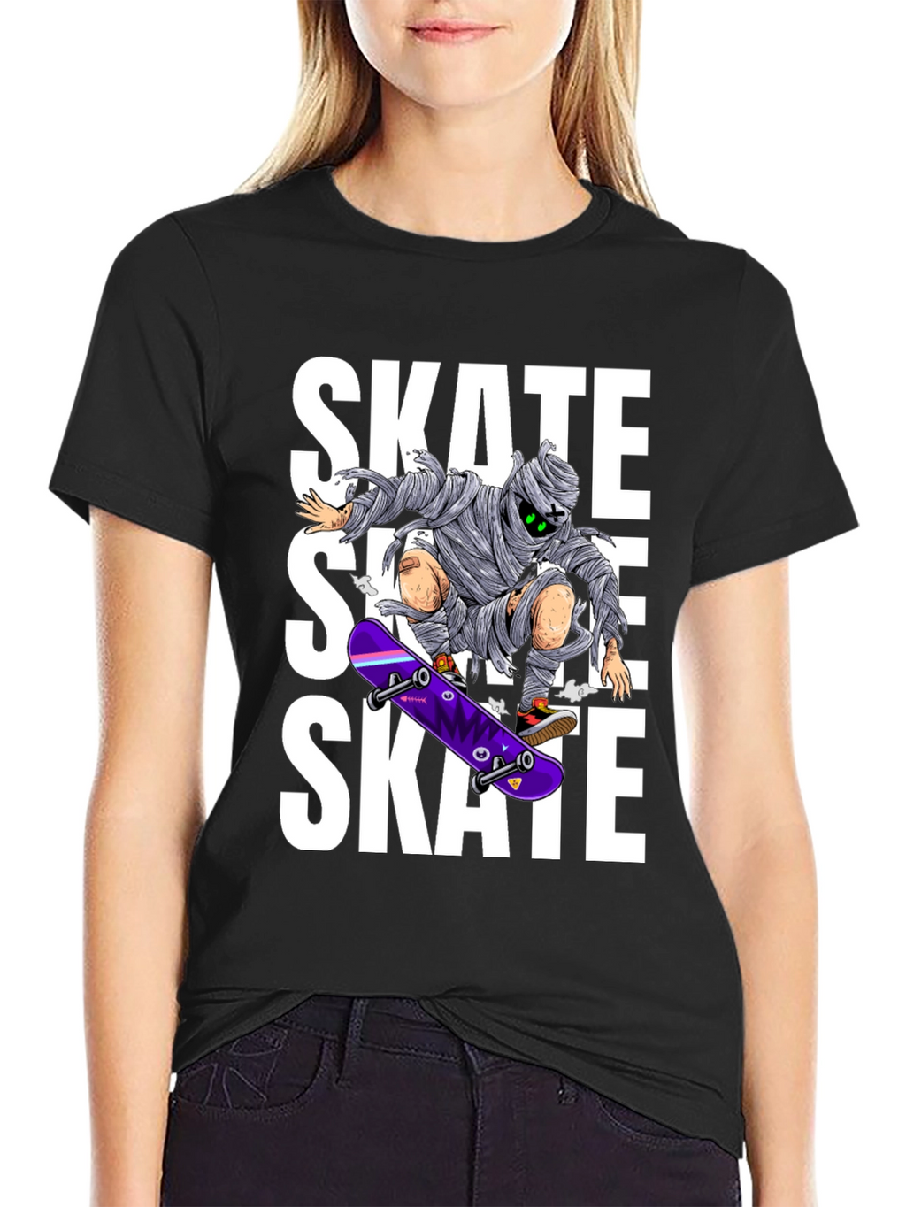 Skate Mummy Graphic Tee - Black Cotton Skateboard T-Shirt