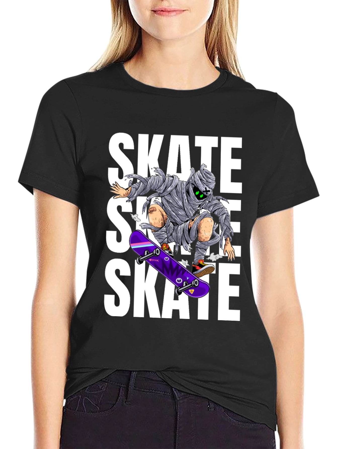 Skate Mummy Graphic Tee - Black Cotton Skateboard T-Shirt