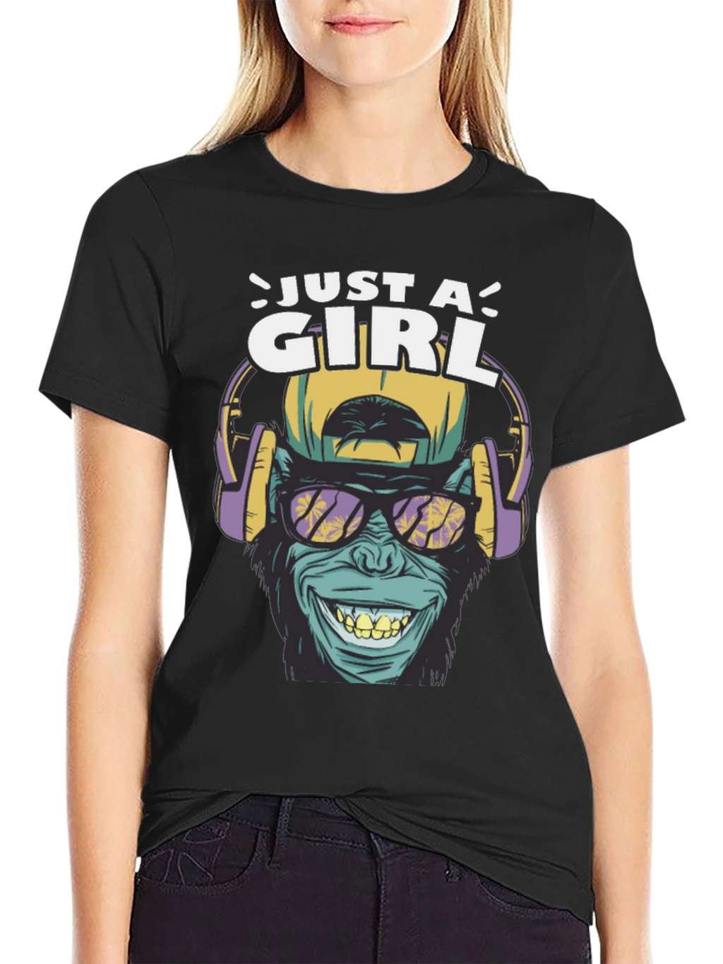 Just A Girl Ape Graphic T-Shirt